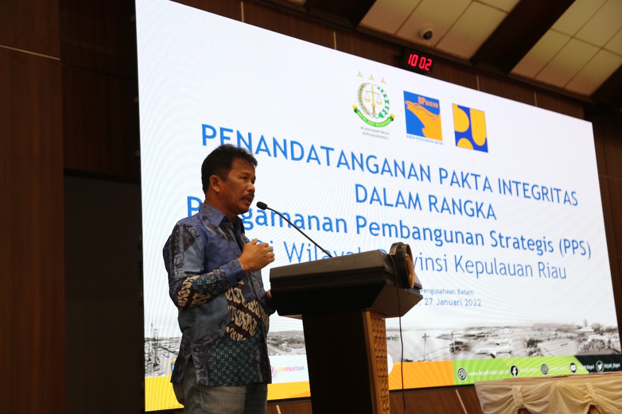 BP Batam dan Kejati Kepri Lakukan Penandatanganan Pakta Integritas, Pengamanan Proyek Pembangunan Strategis (foto : hms)