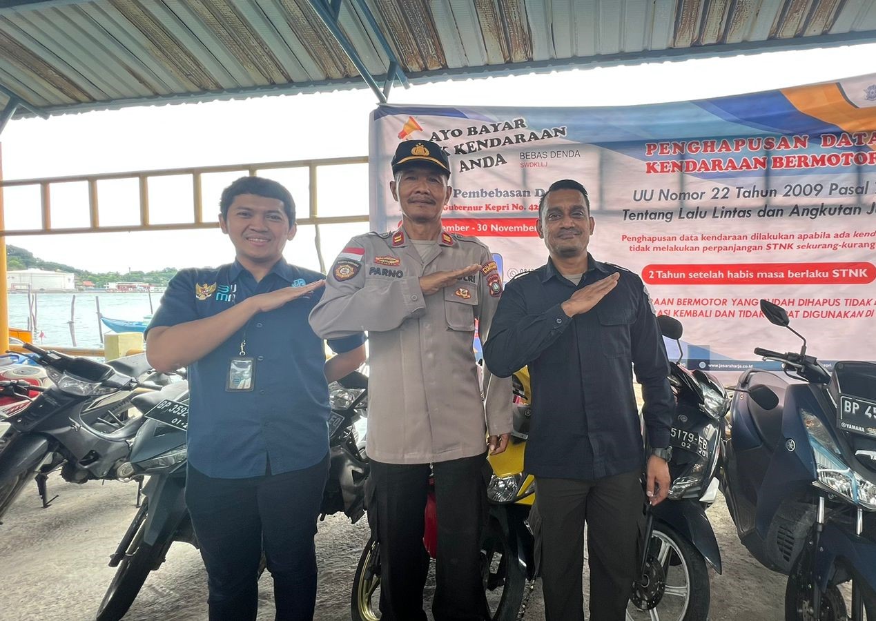 Jasa Raharja Kepri Sosialisasikan Pembayaran Pajak Kendaraan Bermotor di Belakang Padang. (hms)